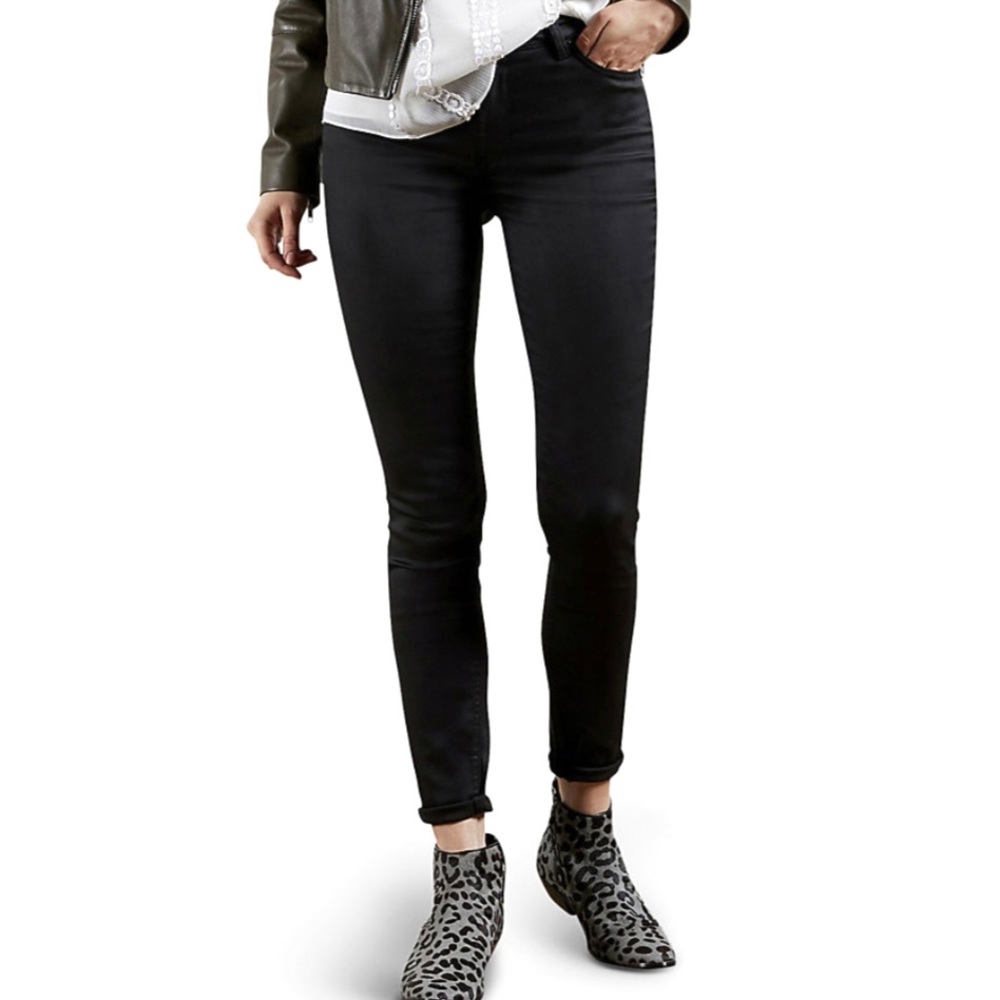 NEW TED BAKER BLACK WET-LOOK SKINNY JEANS